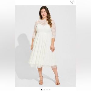 Torrid tea length white wedding dress size 10